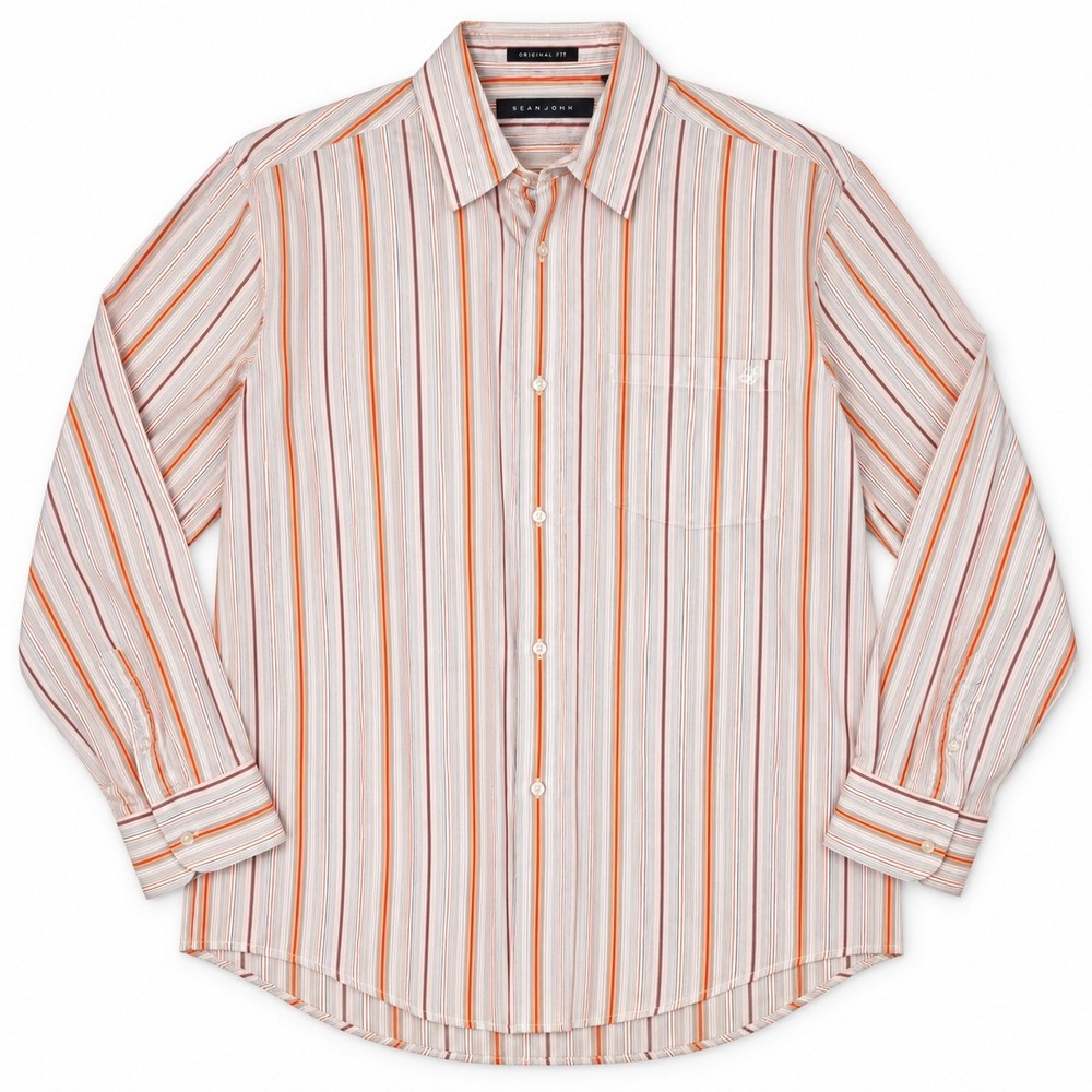 Sean John Button Down Mens XL Multicolor Striped Casual Shirt